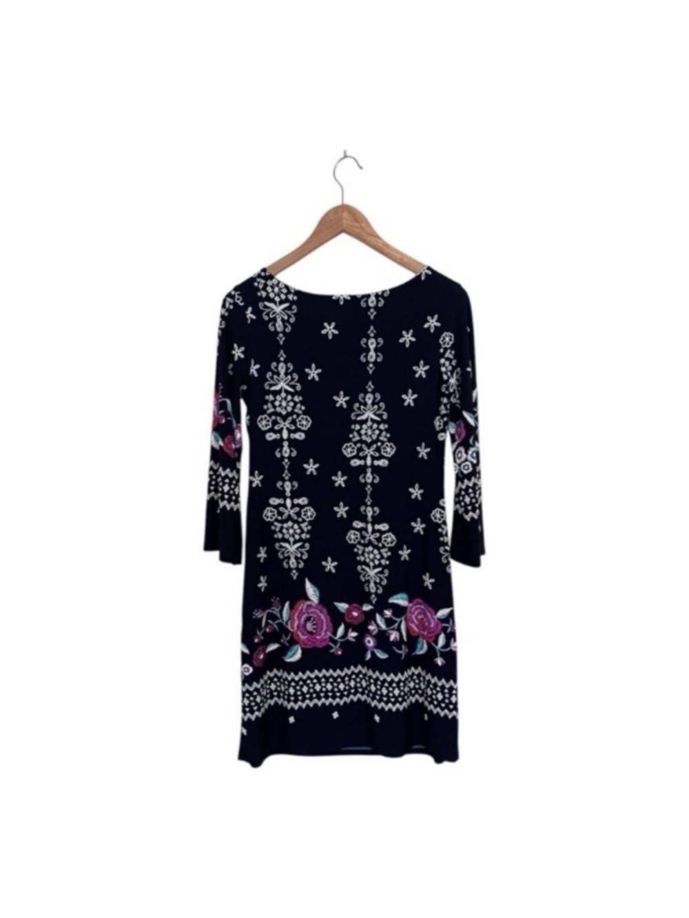 Enfocus Studio Navy Dress with White Embroidery - Picture 3 of 5